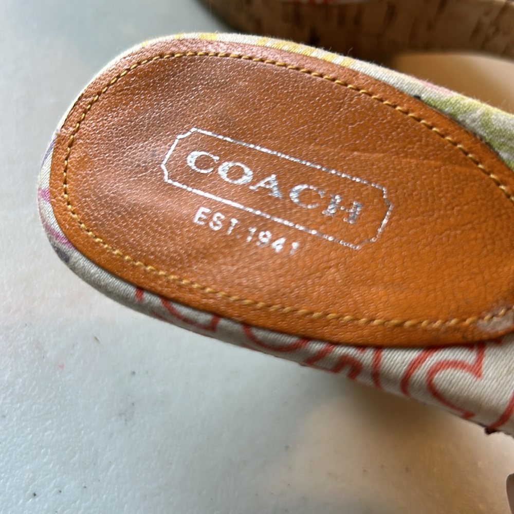 Coach “Karen” slip on logo sandals with front bow aesthetic tie Sz 5.5 - Picture 7 of 12